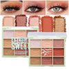 9Colors Glitter&Matte Eyeshadow Palette, Glitter Shimmer Sparkly Eye Shadow Palette Makeup, Warm Pastel Eyeshadows Palette Long Lasting Waterproof Naturing-Looking Women Girls Eye Shadow (4#)