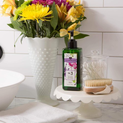 Via Mercato Liquid Soap, Shea Butter Enriched (12 oz), No. 3 - Pepe Rose, Lavender & Vanilla Bean