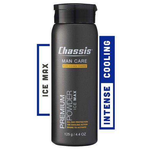 Chassis Ice Max Premium Body Powder for Men, Odor-Absorbent, Anti-Chafing, Talcum-Free, Men’s Hygiene Comfort Powder, Natural Ingredient Ball Deodorant for Men, Original Fresh Scent