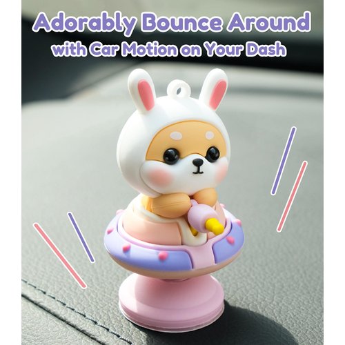 Car Dashboard Decorations Cute Car Ornament【Bounce Small Animal】Kawaii Bobblehead Funny Car Accessories Swing Car Dashboard Accessories for Car Interior Decor / Office/ Tabletop/ Cute Little Gifts
