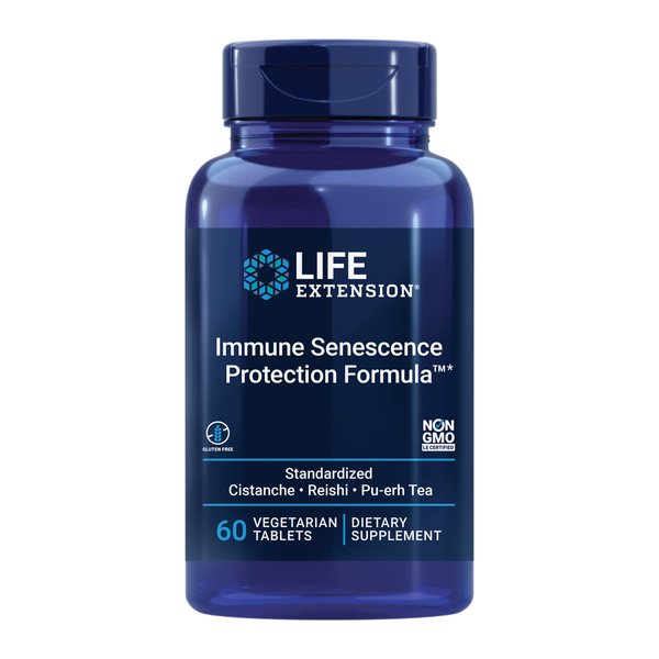 Life Extension Immune Senescence Formula Standardized Cistanche Reishi PU-ERH Tea, 60 Vegetarian Tablets