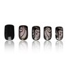 Black Curve Line Press on Nails with Dark Vine Design, Glossy Black Ins Medium Square False Nails Gel Glue on Nails, Rhinestones Manicure Art Acrylic Fake Nails Stick on Nails for Women Girls 24Pcs
