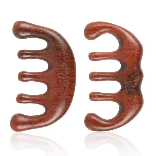1Pc Scalp Massager Combs, Anti-Static Natural Wooden Wide Tooth Comb Sandalwood Scalp Massage Gua Sha Head Massage Comb Scalp Stimulator for Hair Growth for Women Gift Styling Tools and Appliances