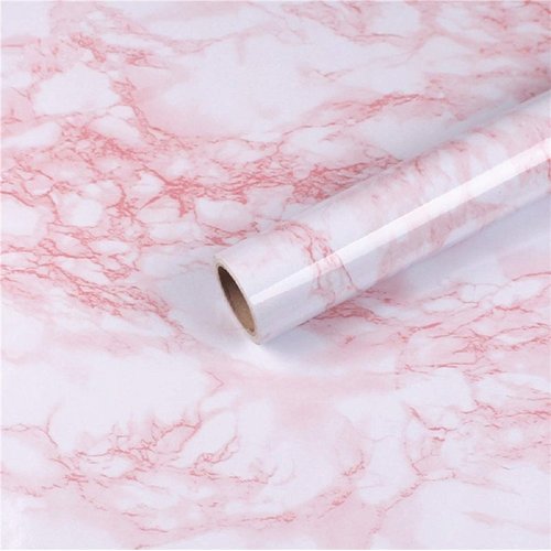 practicalWs 15.7in × 118in Pink Marble Stick Paper Peel and Stick Countertops Self-Adhesive Vinyl Watertight Wallpaper Great As Cabinets Drawer Shelf Wall Crafts Wall Paper Decorations