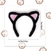 Black Cat Ears Headband Hairband, Cute Animal Ears Headband, Soft Plush Cat Ear Headwear Hair Hoop for Halloween Cosplay Cat Costume Make Up Washing Face