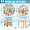 96 Pcs Gingerbread Party Supplies Paper Plates Napkins Christmas Gingerbread Party Birthday Decorations Favors for Christmas Family Gathering Winter Holiday Birthday Party Supplies Serves 24