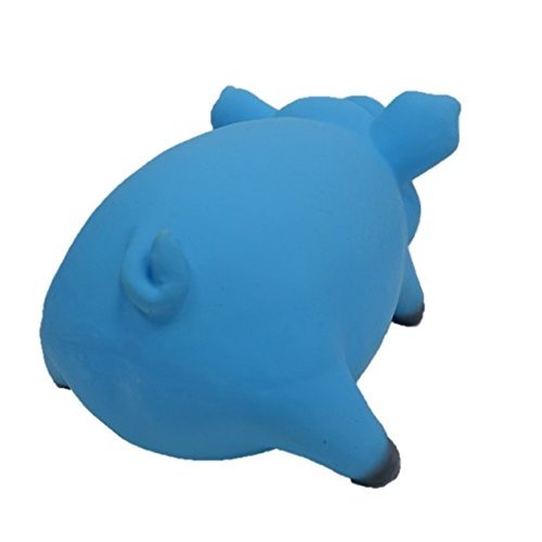 DoggyChewy Latex Smiling Pig Design Dog Toy (Blue)