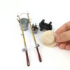 Kisangel 1Set Miniature Fishing Pole Dollhouse Fishing Rod Set Miniature Fishing Gear for Mini Bench Hat Beer Bottles Buckets House Decor