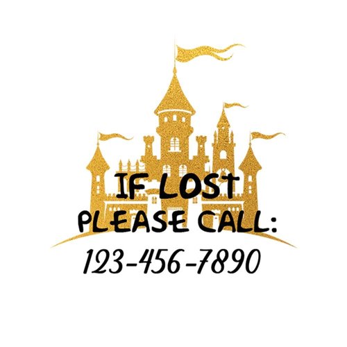 Personalized Temporary Tattoo Fake Tattoos - Custom Castle Safty Tattoo with Phone number - Water...