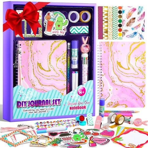 BALORIZ DIY Journal Kit for Girls - 150+Pcs Ideal Gifts for Girls Ages 8 9 10 11 12 13 14 Year Old, DIY Journaling Set for Tween & Teen Girls, Stationery Set, Scrapbook & Diary Supplies Art Crafts Kit