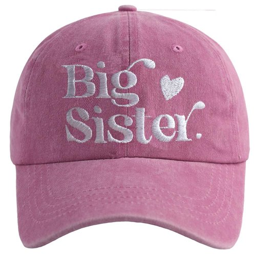 Big Sister Gifts for Girls Age 3-10, Promoted to Big Sis Announcement Baseball Cap, Adjustable Embroidered Heart Arrow Love Hat for Toddler Kids Child