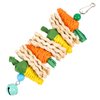 LUOZZY Bird Toys for Parakeets Funny Bird Chew Toys Wooden Natural Corn Carrot Bird Parrot Foraging Hanging Toys for Small Parrots Parakeets Conures Cockatiels
