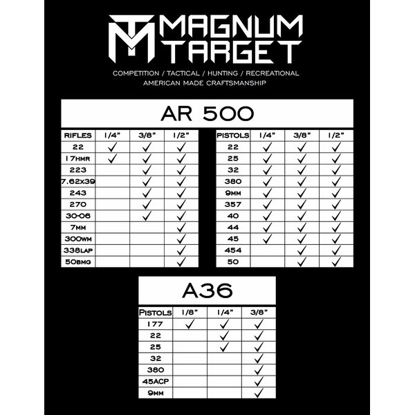 Magnum Target - Pistol ONLY 8 Inch Diameter Round Hanger/Gong Target - 1pc Action 3/8" Mild Steel NRA Plate