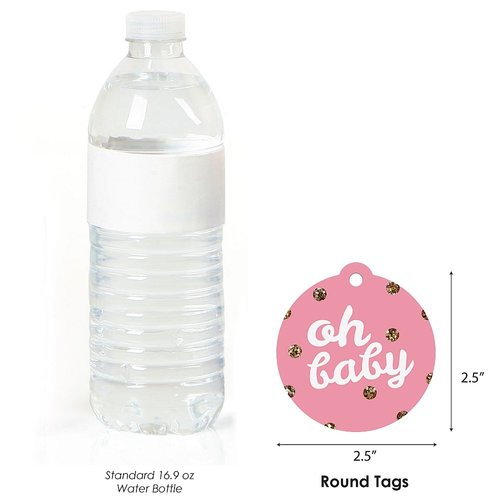 Hello Little One - Pink and Gold - Girl Baby Shower Party Favor Gift Tags (Set of 20)