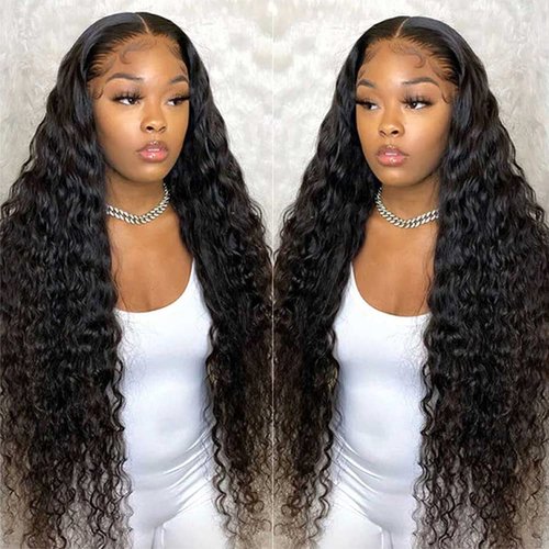 Kbeth 13x4 Lace Deep Curly Wave HD Transparent Lace Front Wigs Human Hair Brazilian Virgin Curly Wave Lace Frontal Wig Curly Wig Pre Plucked with Baby Hair for Black Women (13x4 Wig, 26 Inch)