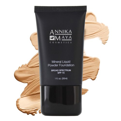 Annika Maya Mineral Foundation, Liquid to Powder Formula, Made in the USA (Light Nude: (Fair Ligh...