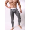 KAMUON Men’s Low Rise Pouch Underwear Pants Long Johns Thermal Bottoms Leggings (US L = Asian Tag XL : Waist 34"-36", Black #2)