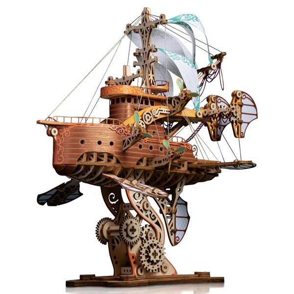 GuDoQi 3D Wooden Puzzles for Adults, DIY Fantasy Spaceship Model Kit, Educational Brain Teaser for Adults to Build, DIY Assembly Toy, Woodcraft Kit, Make Your Own Gifts for Christmas Day