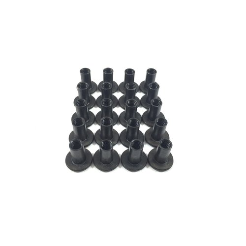 Gun Guy Gear - Open Back Screw Posts Black Finish 20 Pk Leathercraft & Kydex Holster Screw Posts (3/8")