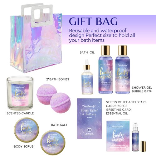PEARLWORLD Spa Gift Set for Women, Gift Box for Women, Bath and Body Lotion Gift Basket for Teen Girls, 12 Piece Home Spa Set