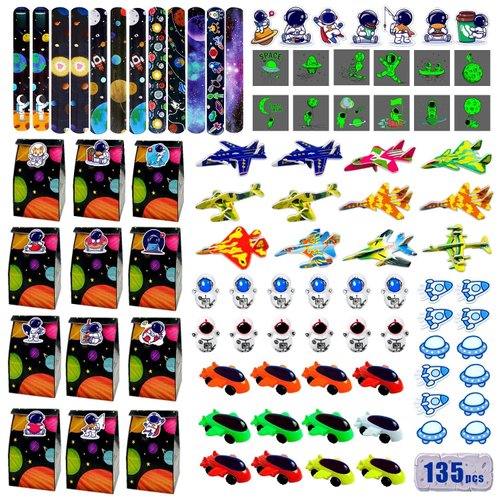 Leesgel 135PCS Space Party Favors, Space Theme Birthday Party Supplies Decorations for boys, Space Party Favors Goodie Bag Stuffers for Kids