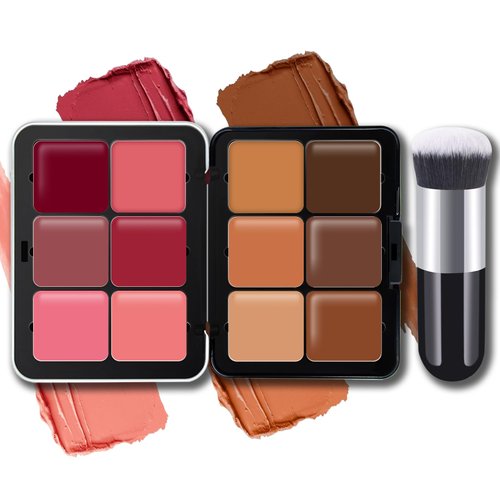 Noerrors 12 Colors Color Correcting Concealer Foundation Palette, Cream Blush Concealer Palette Smudge Proof Blendable Matte Finish Blush Powder Highlighter Cream Contour Palette Makeup