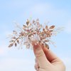 HapiBuy Wedding Hair Comb Rose Gold Crystal Simulated Pearl Bridal Hair Comb For Bride and Bridesmaid