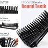 5 Pcs Detangling Brush Set Cushion Nylon Bristle Shampoo Brush Dual Edge Brush Teasing Brush Styling Comb (Black-1)