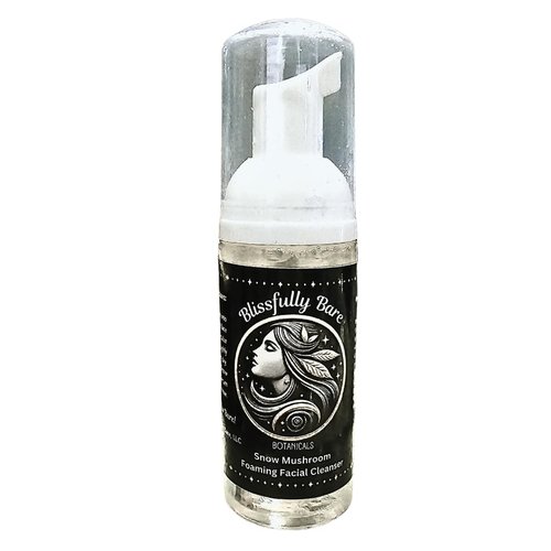 Blissfully Bare Snow Mushroom Foaming Facial Cleanser, Anti-Aging, Hydrating, Non-Drying with Ginseng, Aloe, Cucumber, Panthenol with No Phthalates or Parabens, Cruelty-Free, Clean Skincare