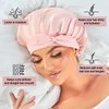 Silk Bonnet 100% Mulberry Silk Sleep Cap Breathable & Adjustable Sleeping Caps Silk Hair Wrap Women Night Cap for Curly Hair (Pink)