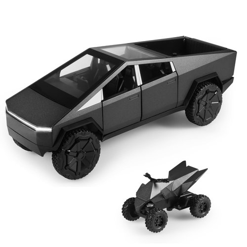 Toy Trucks Cybertruck with Cyberquad 1:24 Cyber Toy Trucks Gray Cybertruck Metal Diecast with Lights Sounds Effects, Fun Toy Cars Great Gifts Idea
