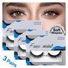 Lashes Natural Look False Eyelashes - Bepholan Fake Eyelashes 3D Super Fluffy False Lashes Clear Band Wispy Lashes 3-Pack Faux Mink Lashes(XMZ24)