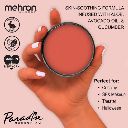 Mehron Makeup Paradise Makeup AQ Pro Size | Perfect for Stage & Screen Performance, Face & Body Painting, Special FX, Beauty, Cosplay, and Halloween | Water Activated Face Paint & Body Paint 1.4 oz (40 g) (Coral)