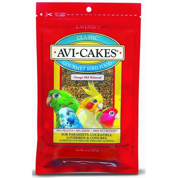 LAFEBER'S Classic Avi-Cakes Pet Bird Food, Made with Non-GMO and Human-Grade Ingredients, for Cockatiels Conures Parakeets (Budgies) Lovebirds, 8 oz