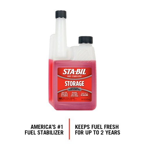 STA-BIL Storage Fuel Stabilizer - Keeps Fuel Fresh for 24 Months - Prevents Corrosion - Gasoline Treatment that Protects Fuel System - Fuel Saver - Treats 40 Gallons - 16 Fl. Oz. (22207)