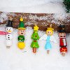 JOYIN 202 Pcs Christmas Wooden Beads Craft Kit, DIY Wood Bead Printed Ornaments Make Snowman, Santa Claus, Angel, Nutcracker, Tree for Christmas Hanging Decoration Holiday Xmas Art Activities for Kids