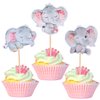 36 PCS Baby Elephant Cupcake Toppers Pink Elephant It's a Girl Cupcake Picks Decorations for Elephant Theme Gender Reveal Baby Shower Kids Girls Birthday Party Supplies