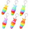 MEIEST 6 PCS Mini Fidget Slug Key-chain Toys,3D Articulated Stretch Caterpillar Sensory Stress Relief Flexible Hand Toy, Ideal Party Favor Colorful Office Desk Pet Toys(Random Color)