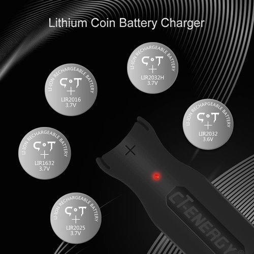 2032 2016 2025 1632 Button Coin Cell Battery Charger USB Charge Rechargeable Lithium Ion Round Batteries 3.7V (Battery Not Include)