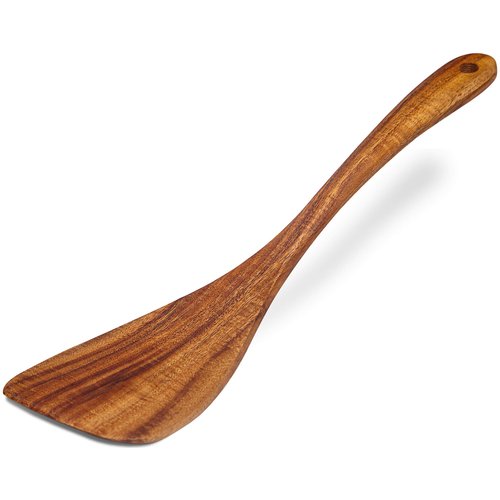 Jilla-hla Wooden Spatula Wooden Turner Acacia Wood,Long Handle Flat Frying Spatula Handmade for Kitchen Cookware (Frying Spatula)