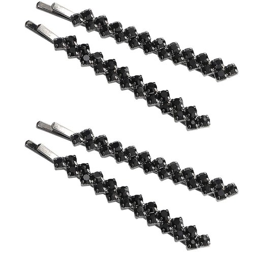 2 Pairs Black Crystal Hair Pins Sparkle Rhinestone Hair Bobby Pins Stylish Decorative Hair Clip for Women，Hair Accessories