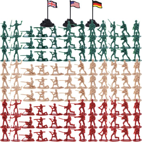 3 otters 300PCS Army Men Toy Soldiers, Plastic Army Men Action Figures 3 Colors Plastic Soldiers Men Soldier Playset for Boys Birthday Gift