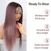 Raxylll Ombre Purple Synthetic Lace Front Wigs Straight Heat Resistant Natural Hairline Fiber Hair Glueless Lace Wigs for Women 26 inch