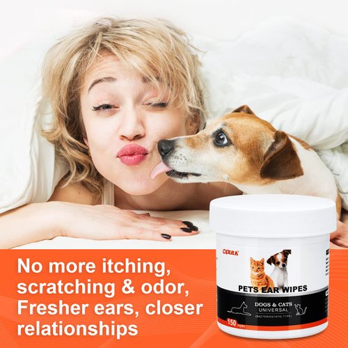 OPULA Dog Ear Cleaner Wipes, 300 Counts Cat Ear Cleaning Wipes,Otic Cleanser Pads Pet Wipes, Dogs&Cats Universal