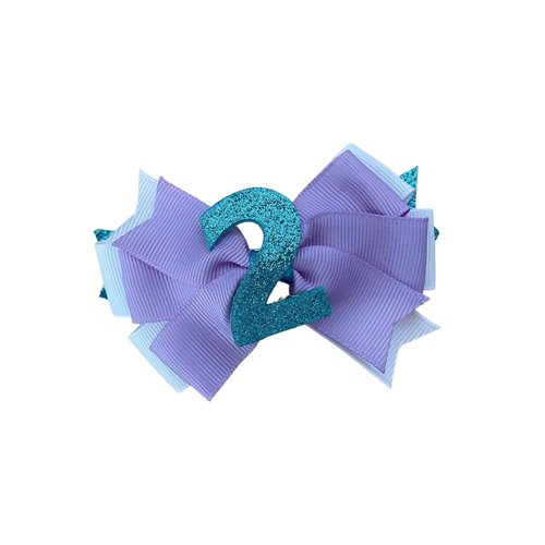 Girls 2nd Birthday Mermaid Colors Hair Bow - by Inspired Bows