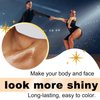 Body Shimmer Oil 100ml, Moisturizing Long Lasting Body Luminizer Face Brighten, Waterproof Liquid Illuminator Body Glow, Shimmer Body Glitter Oil Highlighter Summer Glowing Makeup (#03 Bronze Gold)