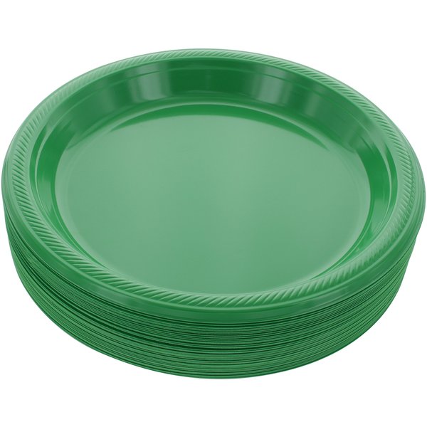 Amcrate Disposable Plastic Plates Green, 10.4 Inches Plastic Dinner Plates, Strong and Sturdy Disposable Plates for Party, Dinner, Holiday, Picnic, or Travel Party Plates, Pack of 50