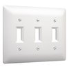 TayMac 4440W Paintable Triple Toggle Light Switch Wall Plate Cover, White, 3-Gang