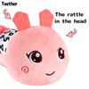 TURKIDS Montessori Infant Baby Musical Stuffed Animal Activity Soft Toys with Multi-Sensory Crinkle, Rattle and Textures for 0-3-6-12 Months Developmental Toys, Caterpillar, Pink