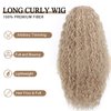 Long Blonde Curly Wigs for Women Synthetic Curly Hair Wigs Natural Looking Middle Part Heat Resistant Fibre Wig for Daily Party Use